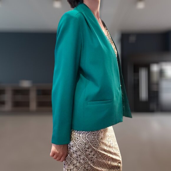 Pykettes Women's Career Blazer - Green - Vintage Made in USA - Size 16 - Picture 5 of 7